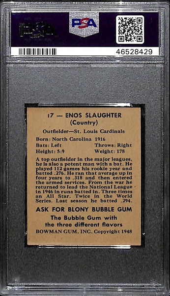 1948 Bowman Enos Slaughter #17 Rookie Graded PSA 7