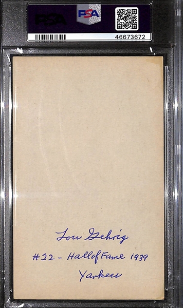 1926-29 Exhibits Lou Gehrig Portrait (Postcard Back - Blank Back) Graded PSA 3 (MK) 