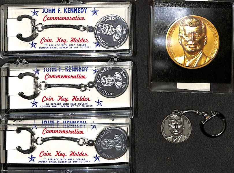 John F. Kennedy Memorabilia Lot - Stamps, First Day Covers, Coins, Keychains