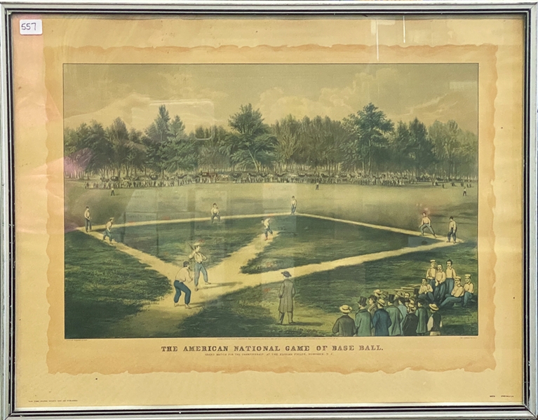 1930s Currier & Ives The American National Game of Base Ball Framed Lithograph
