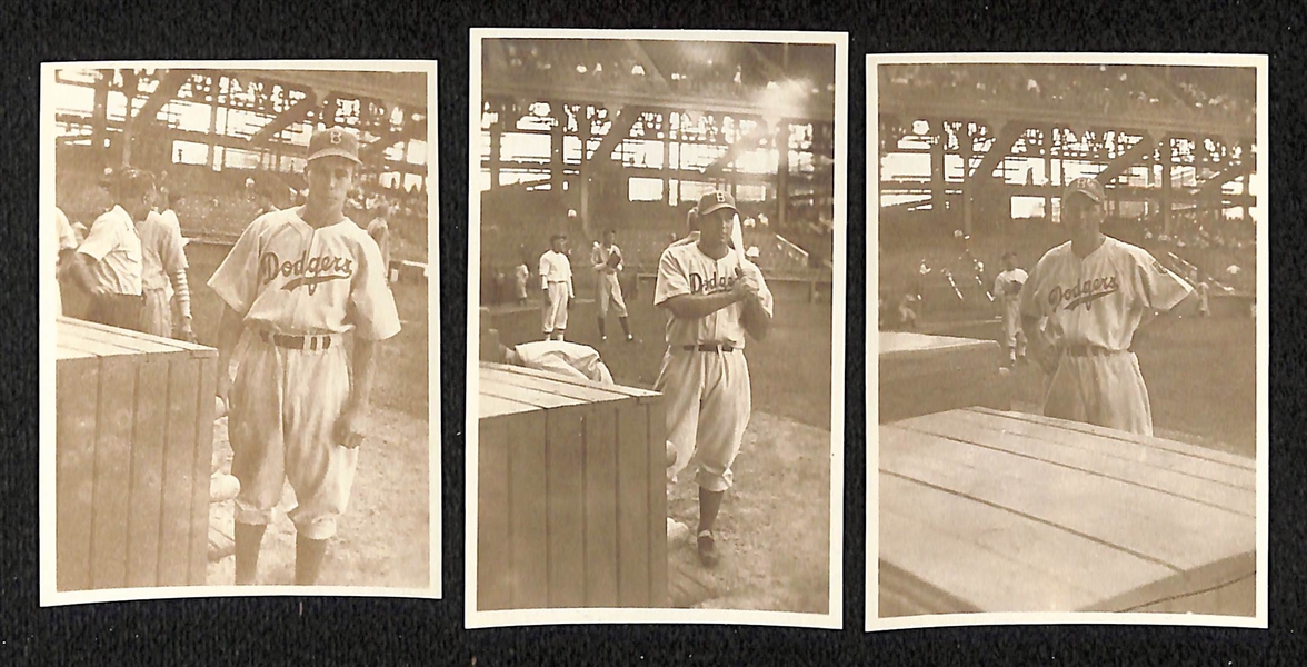Lot of (6) Yankees & Dodgers Original 1930s-40s Pocket Photos - Pee Wee Reese, G. Selkirk, C. Keller, M. Pearson, D. Walker, D. Camelli 