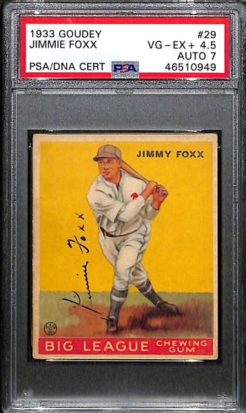 1933 Goudey Jimmie Foxx #29 PSA 4.5 (Autograph Grade 7) - Only 4 PSA/DNA Exist - Only 1 Graded Higher (d. 1967)