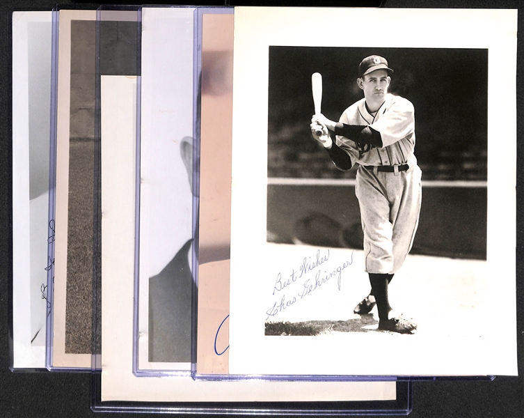 Baseball Signed Photo Lot (6) - C. Gehringer, Morgan, Chandler, MacPhail, Kiner, Craft - w. PSA/DNA COAs - Most are 8x10 