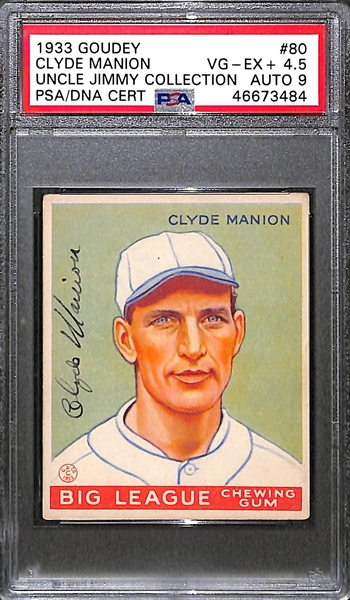 1933 Goudey Clyde Manion #80 PSA 4.5 (Autograph Grade 9) - Pop 2 - Highest Grade of Only 4 PSA Examples - (d. 1967)