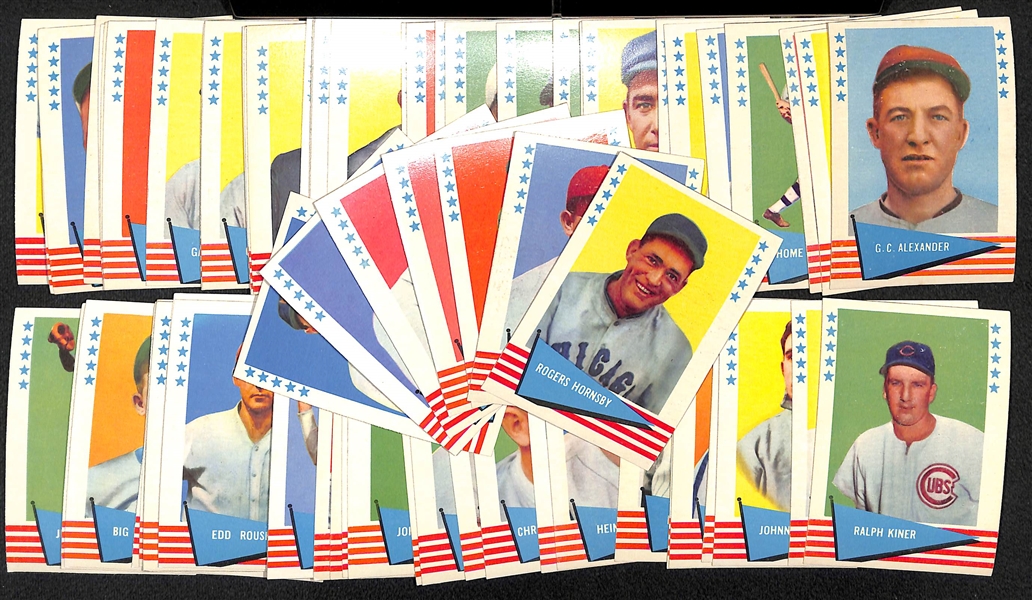 Lot of (72) Different 1961 Fleer Baseball Cards w. Rogers Hornsby & Ty Cobb