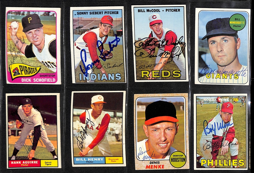 Lot of (32) Different Baseball Autograph Cards from 1952 Bowman - 1969 Topps w. 1958 Herb Score Autograph