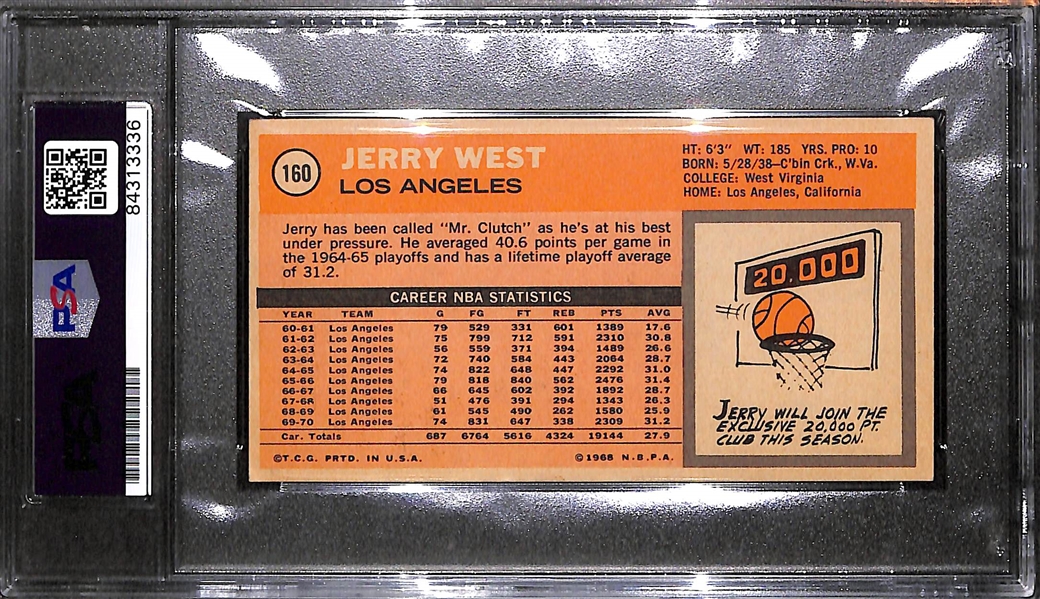 1970 Topps Jerry West Signed Card (PSA/DNA Encased - Autograph Grade 9)