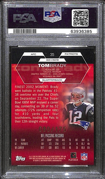 2003 Topps Finest Tom Brady Gold Xfractor #35 Numbered to /175 Graded PSA Authentic