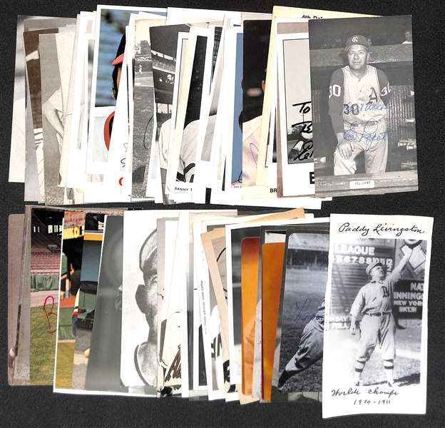 Lot of (70+) Autographed Baseball Post and Picture cards w. Lopat, Face, Roe, Neikro, and Others (JSA Auction Letter)