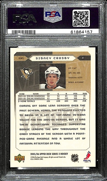 2005 Upped Deck Victory Sidney Crosby  #285 Graded PSA 9 Mint
