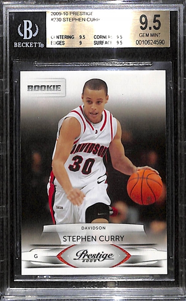 Hot! 2009-10 Panini Prestige Steph Stephen Curry Rookie Card Graded BGS 9.5 Gem Mint!