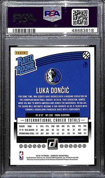 2018-19 Panini Donruss Luka Doncic Rookie Card #177 Graded PSA 10 Gem Mint! 