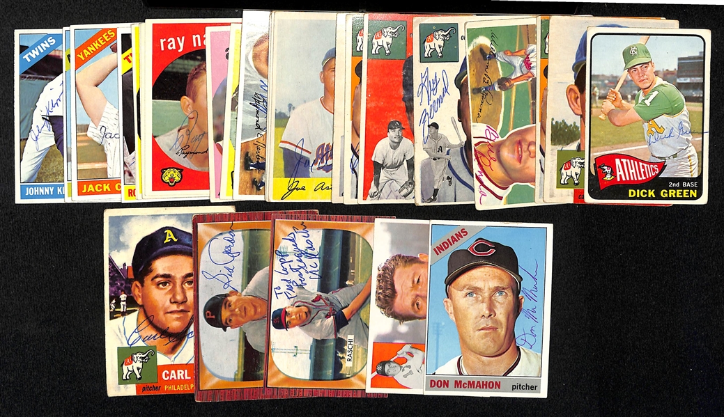 Lot of (30) 1950s and 1960s Topps Baseball Athletics Autographed Cards w. Dick Green and Others (JSA Auction Letter). 