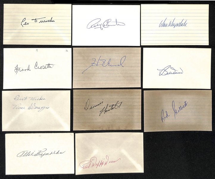 Lot of (90+) Baseball/Hockey Autographed Index Cards w. Rocky Colavito, Leo Durocher, Don Drysdale, Henry Richard and Others (JSA Auction Letter)