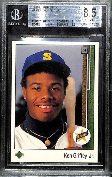 1989 Upper Deck Ken Griffey Jr. Rookie Card Graded BGS 8.5 NM-MT+ (Two 9 subgrades and Two 8.5 Subgrades!)