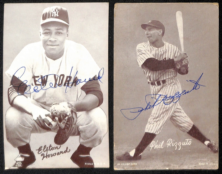 (8) Signed New York Yankees Exhibit Cards w. (2) Berra, Ford, Dickey, Howard, Rizzuto, Lopat and Skowron (JSA Auction Letter) 
