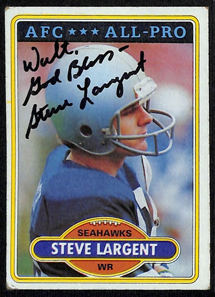 Lot of (34) Football Cards w. (5) Autographed Cards Inc. George Blanda, Y.A. Tittle, Steve Largent, and Others (JSA Auction Letter)