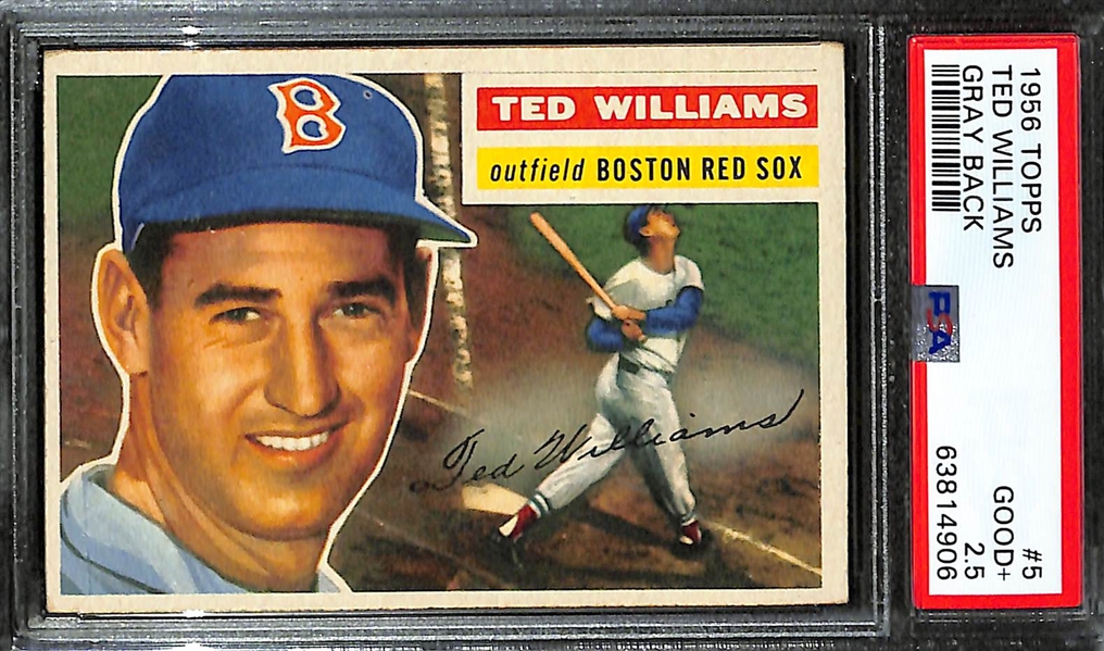 1956 Topps Ted Williams #5 Graded PSA 2.5 GD+ (Gray Back)