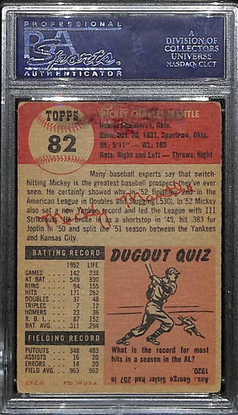 1953 Topps Mickey Mantle #82 Graded PSA 1