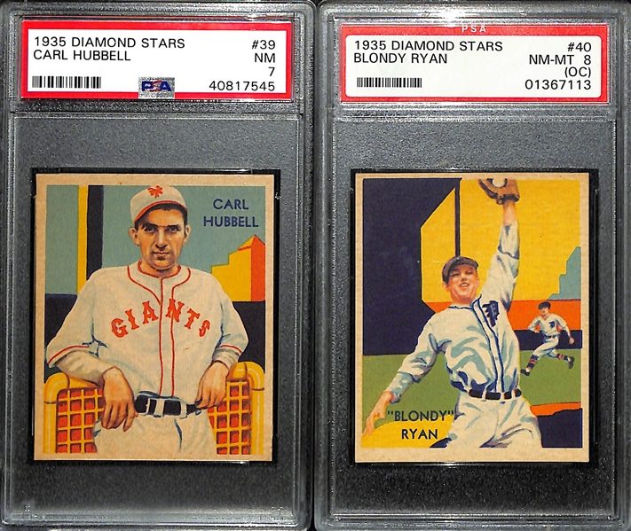 1935 Diamond Stars Carl Hubbell # 39 PSA 7 & Blondy Ryan # 40 PSA 8 (OC) 