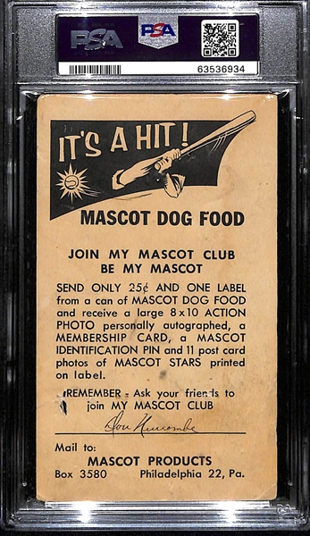 c. 1950s Mascot Dog Food Card Don Newcombe PSA 1 (Only the 3rd Known Example)