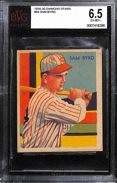 1935 Diamond Stars Sam Byrd # 84 Graded BVG 6.5 and (2) John Babich Graded PSA 6.5 & 7