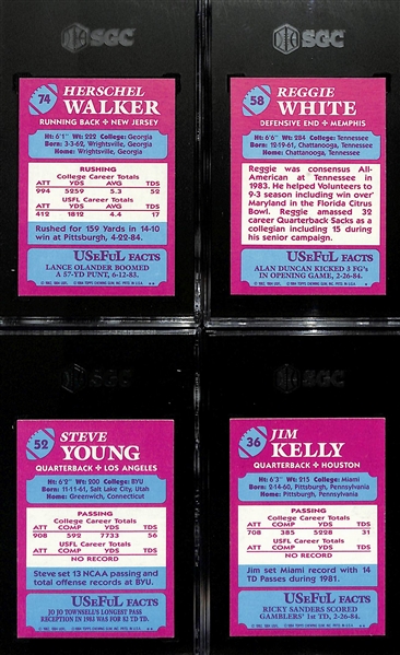 1984 Topps USFL Complete Set of 132 Cards w. Graded Herschel Walker (SGC 8), Reggie White (SGC 8), Steve Young (SGC 8), Jim Kelly (SGC 8.5)