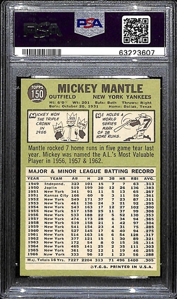 1967 Topps Mickey Mantle # 150 Graded PSA 7