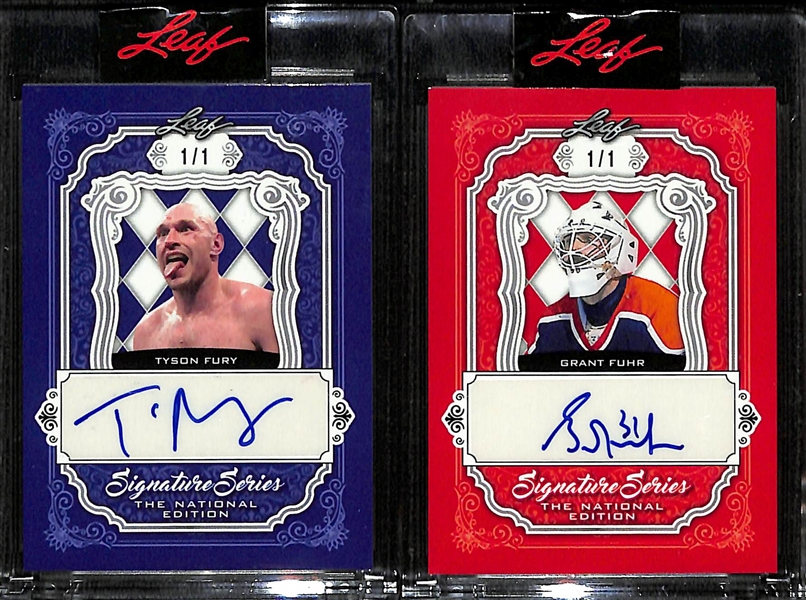 Lot of (2) 2021 Leaf National Edition 1/1 Autograph Cards - Tyson Fury & Grant Fuhr