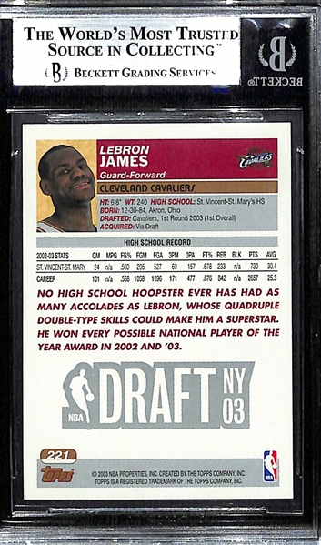 2003-04 Topps LeBron James Rookie Card #221 Graded BGS 8.5 NM-MT+
