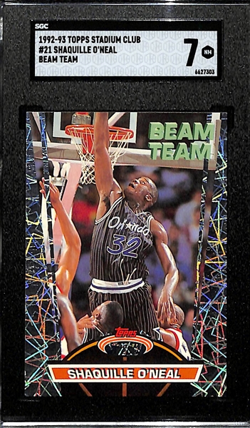 1992-93 Topps Stadium Club Shaquille O'Neal Beam Team Rookie Card #21 Graded SGC 7