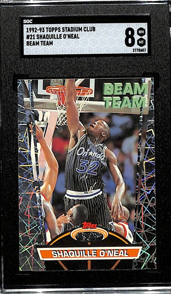 1992-93 Topps Stadium Club Shaquille O'Neal Beam Team Rookie Card #21 Graded SGC 8