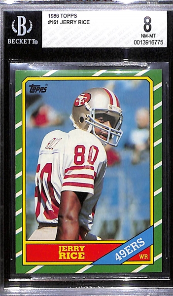 1986 Topps Football Jerry Rice Rookie Card #161 Graded BGS 8 NM-MT (Tough Card to Grade 8 or Higher)