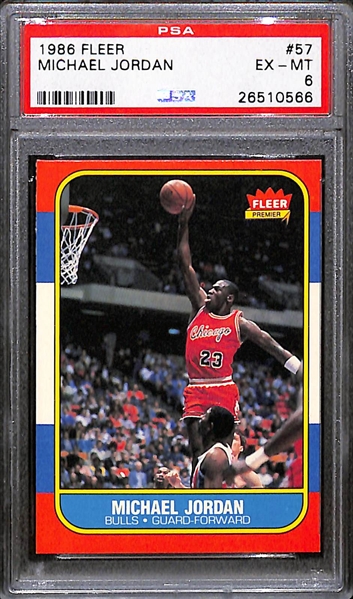 1986 Fleer Michael Jordan Rookie Card PSA 6