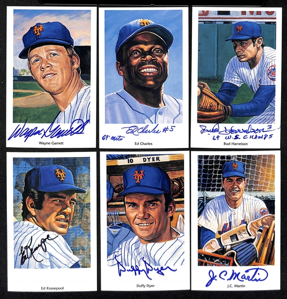 Lot of (20) Autographed Baseball New York Mets Post Cards w. Nolan Ryan (JSA Auction Letter)