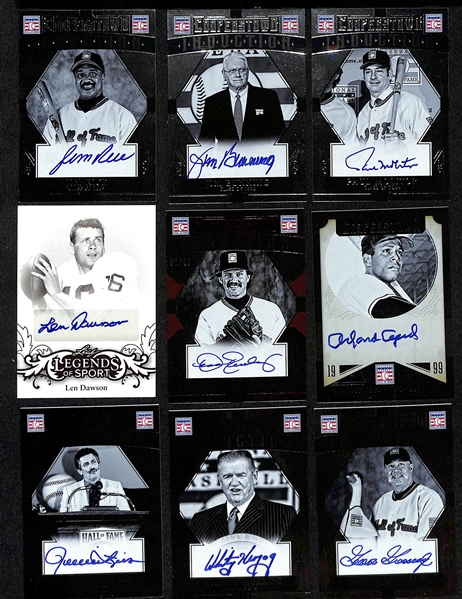 Lot of (9) Mostly 2015 Panini Cooperstown Induction Autographed Cards w. Jim Rice, Jim Bunning, Paul Molitor, and Others