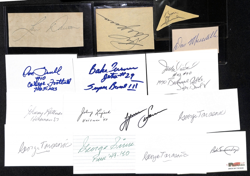 Lot of (135+) Autographed Football Mostly Index cards w. Charley Trippi, Chuck Bednarik, Len Dawson and Others (JSA Auction Letter)