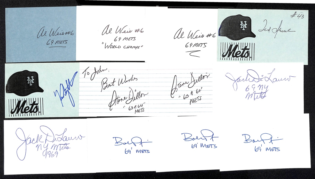Lot of (25+) NY Mets Autographed Index Cards w. Many from 1969  (JSA Auction Letter)
