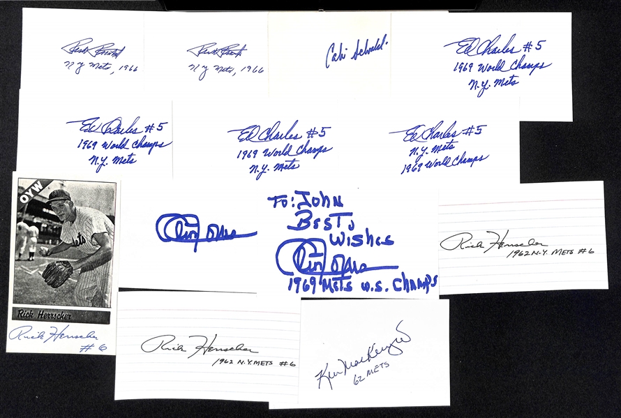 Lot of (25+) NY Mets Autographed Index Cards w. Many from 1969  (JSA Auction Letter)