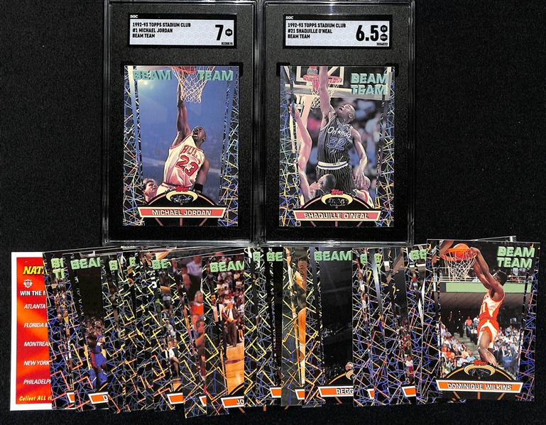 1992-93 Stadium Club Beam Team Complete Set (All 21 Cards) w. SGC 7 Michael Jordan and SGC 6.5 Shaquille O'Neal Rookie Card