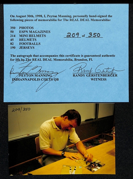 Peyton Manning & Joe Namath Signed 8x10 Photos (Both w. JSA COAs)