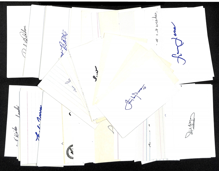 Lot of (165+) Baseball Autographed Index Cards w. Minnie Minoso, Ted Lyons, Tony LaRussa (2), Dutch Leonard and Others (JSA Auction Letter)