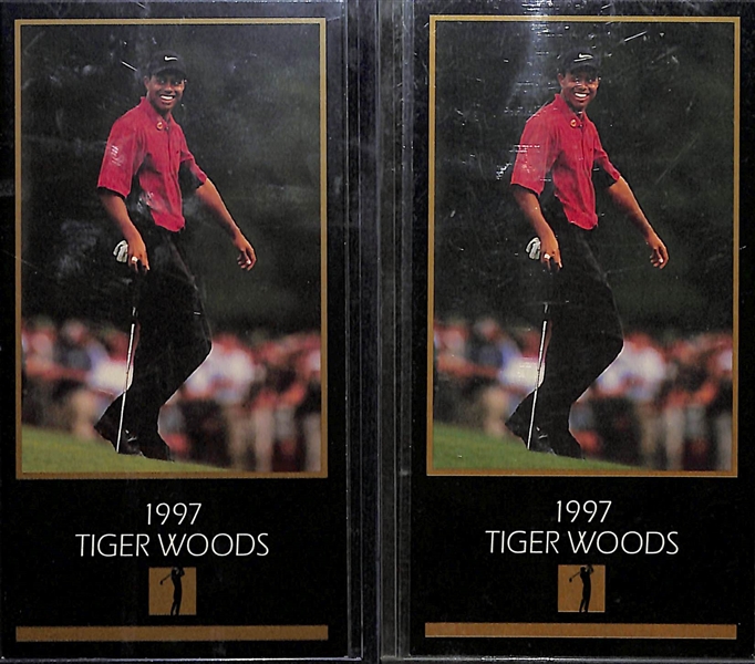 (2) 1997-98 Grand Slam Ventures Golf Masters Collection #1997 Tiger Woods Rookie Cards