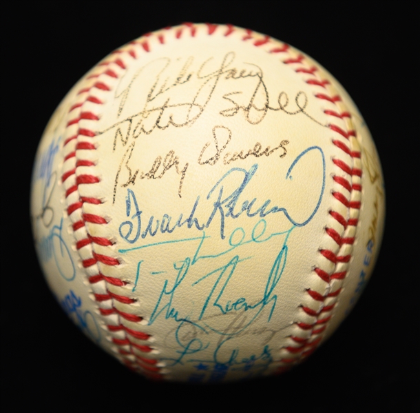 1980s Baltimore Orioles Team-Signed Baseball w. (32) Autographs Inc. Cal Ripken Jr., Earl Weaver, Cal Ripken Sr., Frank Robinson, + (JSA Auction Letter)