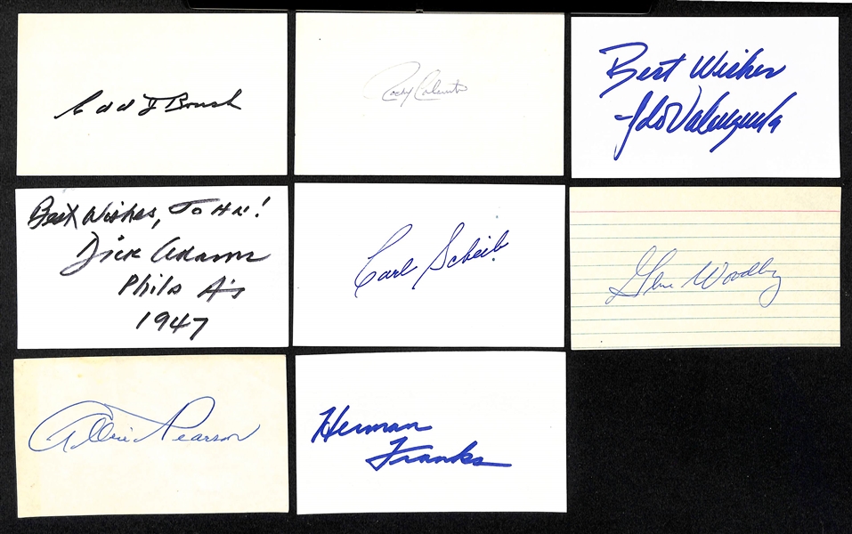 Lot of (175+) Signed Vintage Index Cards w. Ted Kluszewski, Edd Roush, Rocky Colavito, Joe Sewell, Duffy Lewis, Joe Nuxhall, + (JSA Auction Letter)
