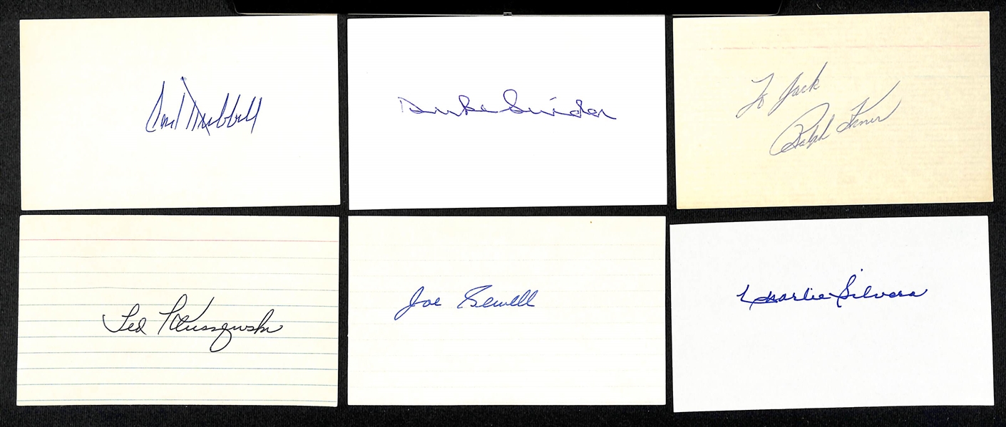 Lot of (175+) Signed Vintage Index Cards w. Carl Hubbell, Duke Snider, Ralph Kiner, Ted Kluszewski, Don Larsen (JSA Auction Letter)