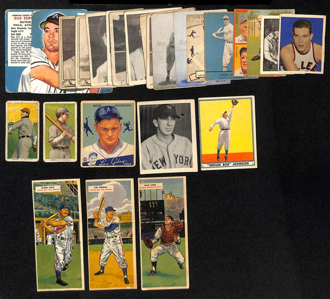 Lot of (34) Vintage Baseball Cards from 1909-1955 - T206s, Goudeys, Play Balls, & Topps Double Headers