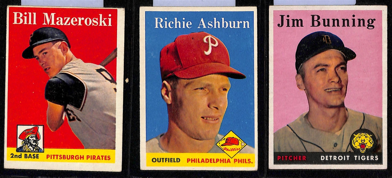 Lot of (57) 1957 & (18) 1958 Topps Baseball Cards w. 1957 Bill Mazeroski Rookie Card