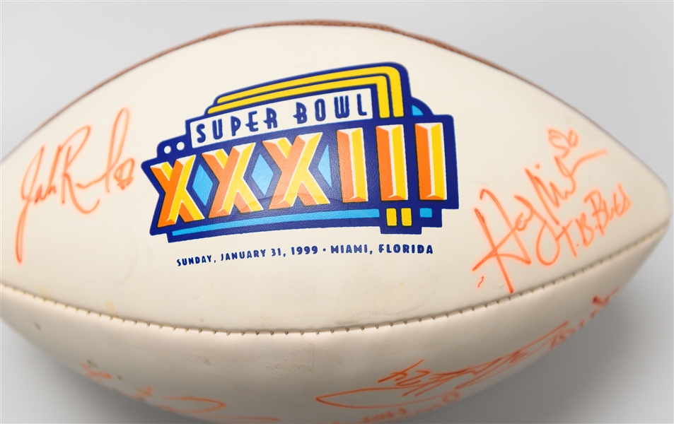 Official Super Bowl XXXIII (1999) Football Signed By Michael Strahan, Charles Woodson, Jerry Jones & 5 Others (JSA Auction Letter)