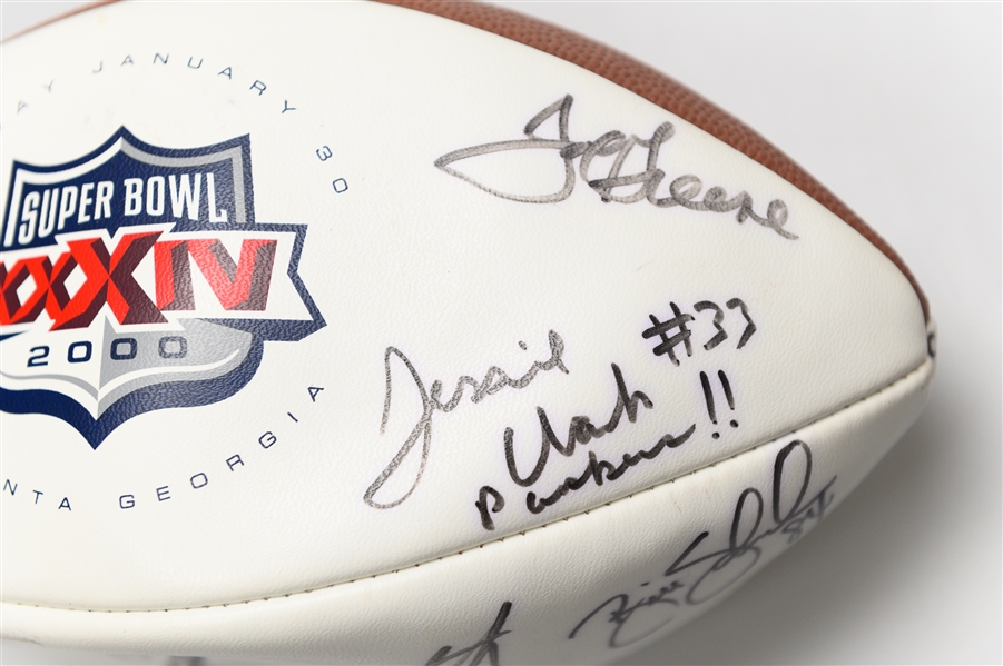 Official Super Bowl XXXIV (2000) Football Signed By Joe Namath & 8 Others (JSA Auction Letter)